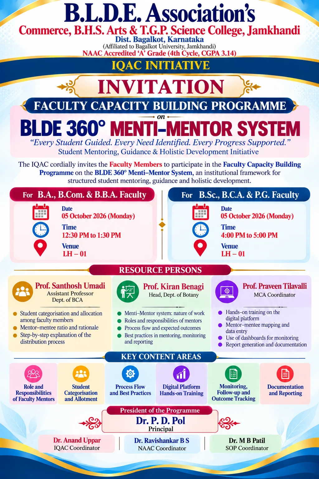 Faculty Capacity Building Programme – BLDE 360° Menti-Mentor System